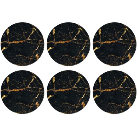 SOTTOBICCHIERI Set di 6Oro - Marmo - Glitter - Lusso 10x10 cm (1/5)