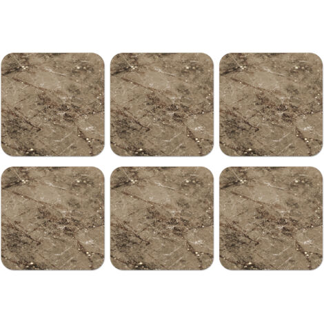 SOTTOBICCHIERI Set di 6Marmo - Marrone - Glitter 10x10 cm (1/5)