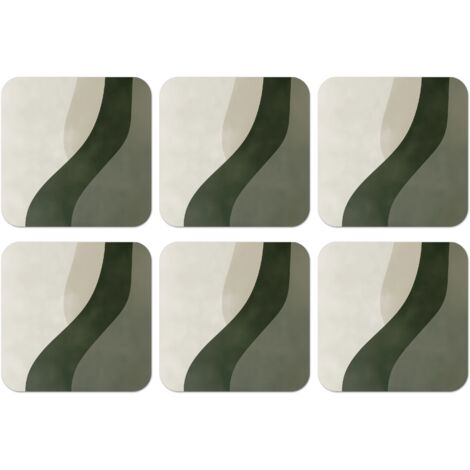 SOTTOBICCHIERI Set di 6Giappone - Verde - Astratto - Moderno 10x10 cm (1/5)