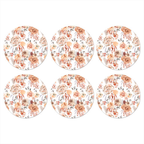 SOTTOBICCHIERI Set di 6Fiori - Boemia - Motivo 10x10 cm