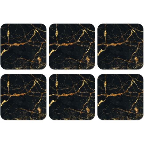 SOTTOBICCHIERI Set di 6Oro - Marmo - Glitter - Lusso 10x10 cm (1/5)
