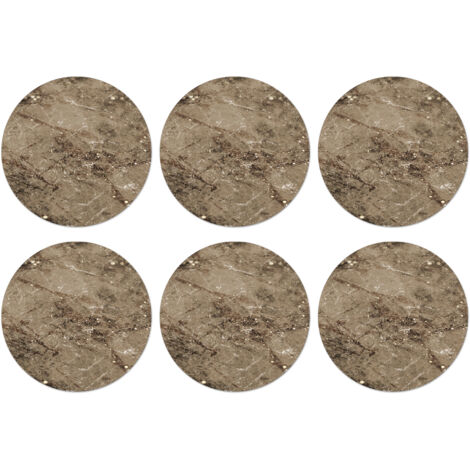 SOTTOBICCHIERI Set di 6Marmo - Marrone - Glitter 10x10 cm