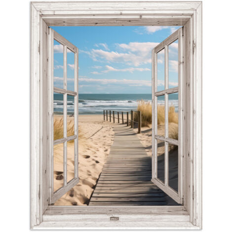 POSTER Finestra - Mare - Costa - Natura - Vista - Spiaggia - Mare di Wadden 60x80 cm