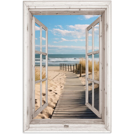 POSTER Finestra - Mare - Costa - Natura - Vista - Spiaggia - Mare di Wadden 20x30 cm