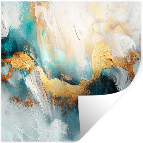 ADESIVO DA PARETE Astratto - Arte - Oro - Blu 50x50 cm
