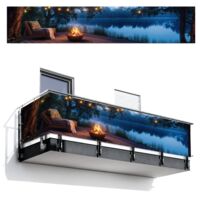 SCHERMO PER LA PRIVACY DEL BALCONE Falò - Lago - Luce della sera 500x95 cm