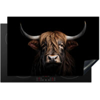 PROTEZIONE PER PIANO COTTURA A INDUZIONE Highlander scozzese - Ritratto - Nero - Animale 81.6x52.7