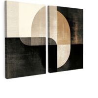 QUADRO SU TELA Set di 2 Forme - Astratte - Oro 160x120 cm