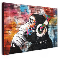 QUADRO SU TELA Scimmia - Graffiti - Musica 140x90 cm