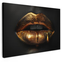 QUADRO SU TELA Donna - Ritratto - Labbra - Oro - Nero 60x40 cm