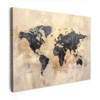 QUADRO SU TELA Mappa del mondo - Oro - Nero - Astratto 40x30 cm