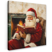 QUADRO SU TELA Natale - Babbo Natale - Inverno - Camino aperto 50x50 cm