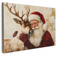 QUADRO SU TELA Babbo Natale - Renna - Natale 90x60 cm