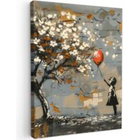QUADRO SU TELA Albero - Graffiti - Stile Banksy - Ragazza con palloncino 60x80 cm