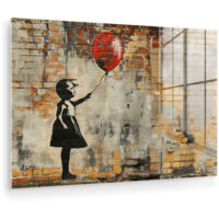 QUADRO IN PLEXIGLASS Graffiti - Banksy - Ragazza - Arte di strada 90x60 cm
