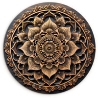 CERCHIO DA PARETE Mandala - Legno - Fiori - Marrone 120x120 cm