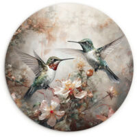 CERCHIO DA PARETE Colibrì - Uccelli - Fiori - Piante 120x120 cm