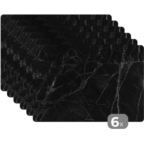 PLACEMAT Set of 6 - Black - Marble 45x30 cm (1/5)