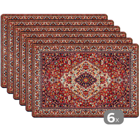 PLACEMAT Set of 6 - Persian carpet - Rugs - Patterns - Red 45x30 cm (1/5)