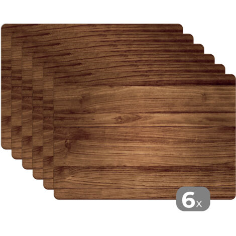 PLACEMAT Set of 6 - Wood look - Brown 45x30 cm (1/5)