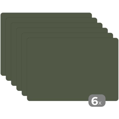 PLACEMAT Set of 6 - Green - Solid color - Olive green 45x30 cm (1/5)