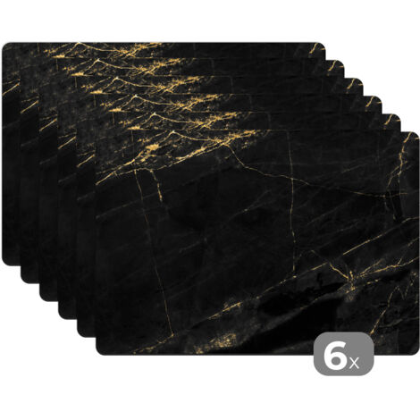 PLACEMAT Set of 6 - Marble look - Luxe - Black - Gold 45x30 cm (1/5)