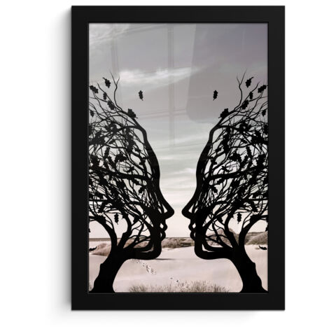 Framed Poster Beach - Sea - People - Tree - Modern art 20x30 cm (1/5)