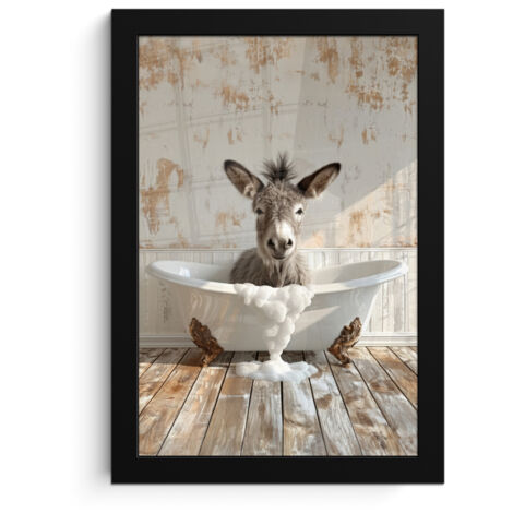 Framed Poster Donkey - Animals - Bathtub - Foam 20x30 cm (1/5)