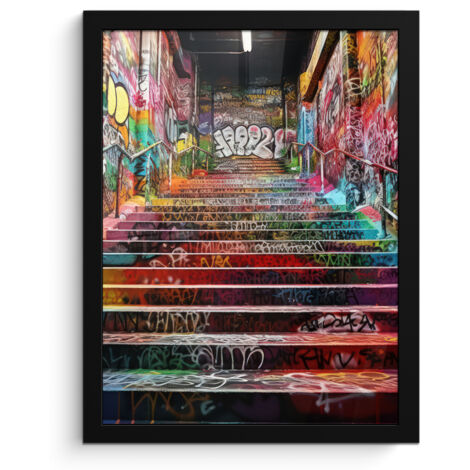 Framed Poster Stairs - Graffiti - Colors - Art 30x40 cm