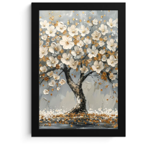 Framed Poster Tree - Flowers - White - Nature - Art 20x30 cm (1/5)