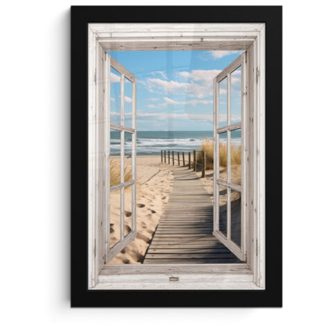 Framed Poster Window - Sea - Coast - Nature - vista - Beach - Wadden Sea 20x30 cm (1/5)