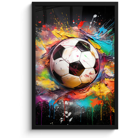 Framed Poster Soccer - Paint - Colors - Black - White 40x60 cm