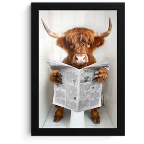 Framed Poster Scottish Highlander - Animal - Newspaper - Toilet 20x30 cm (1/5)