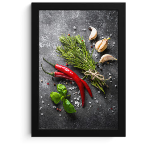 Framed Poster Pepper - Herbs - Spices - Concrete 20x30 cm (1/5)