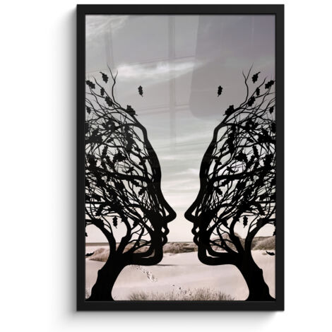 Framed Poster Beach - Sea - People - Tree - Modern art 40x60 cm