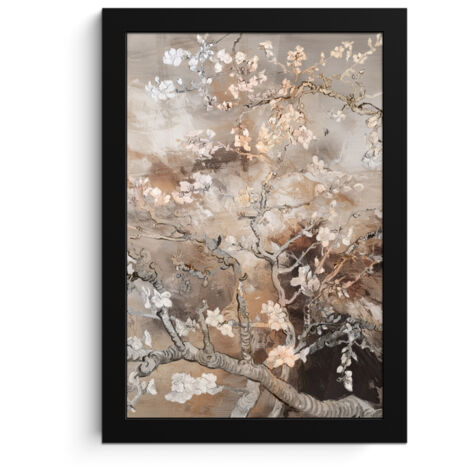 Framed Poster Almond Blossom - Art - Van Gogh - Beige - Abstract 20x30 cm