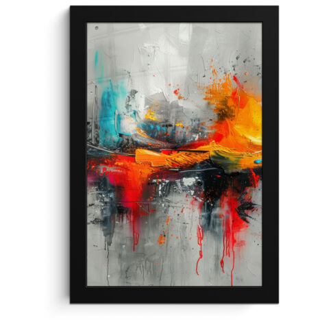 Framed Poster Modern art - Orange - Gray - Abstract 20x30 cm (1/5)