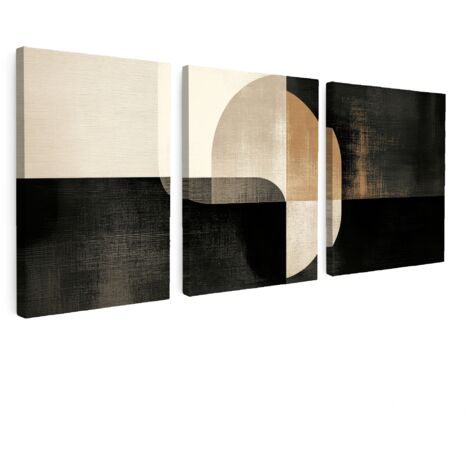MULTI-PANEL WALL ART Trittico Set of 3 Shapes - Abstract - Gold 90x40 cm