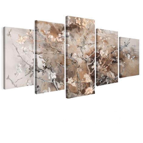 MULTI-PANEL WALL ART Set of 5 Almond Blossom - Abstract - Beige 100x50 cm