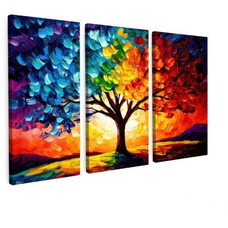 MULTI-PANEL WALL ART Trittico Set of 3 Tree - Colorful - Paint look - Abstract 120x80 cm
