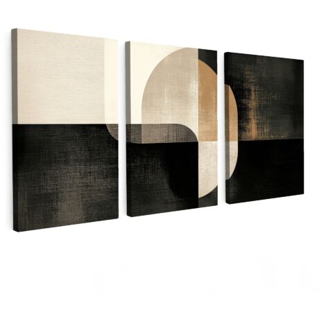 MULTI-PANEL WALL ART Trittico Set of 3 Shapes - Abstract - Gold 120x60 cm