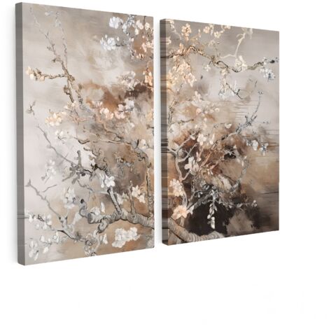 MULTI-PANEL WALL ART Set of 2 Almond Blossom - Abstract - Beige 80x60 cm