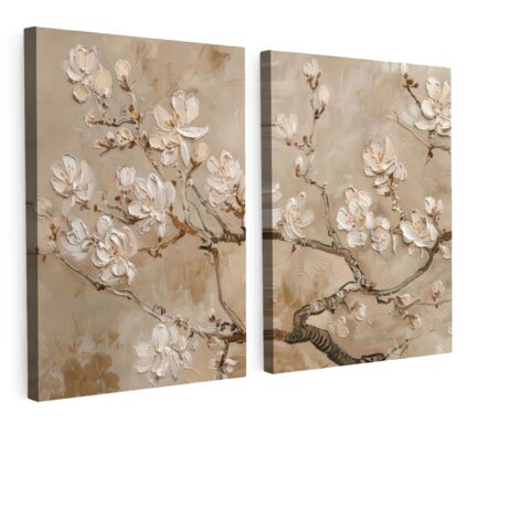 MULTI-PANEL WALL ART Set of 2 Beige - Blossom - Modern 100x70 cm