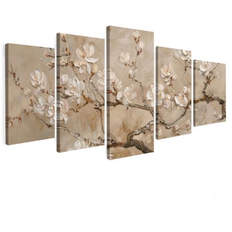 MULTI-PANEL WALL ART Set of 5 Beige - Blossom - Modern 100x50 cm