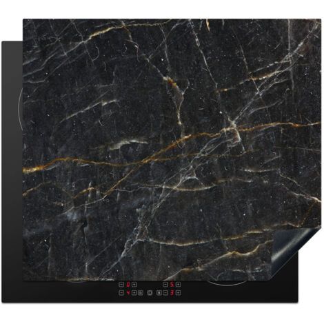 Induction Hob Protector Marble - Black - Gold - Gray - Marble texture 59x51 cm