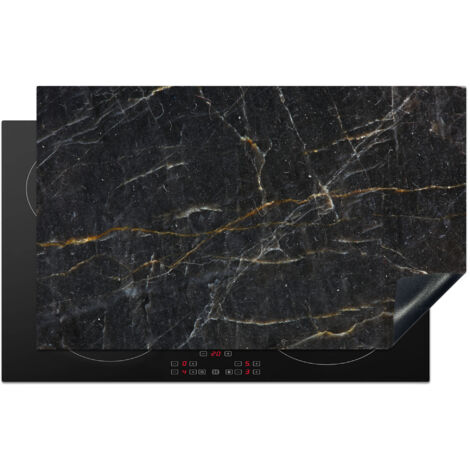 Induction Hob Protector Marble - Black - Gold - Gray - Marble texture 83x51 cm