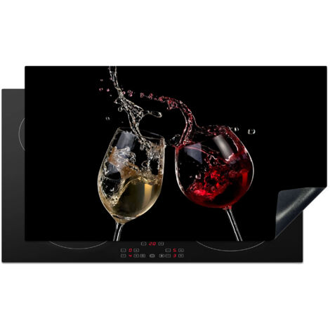 Induction Hob Protector Red Wine - White Wine - Glass - Black 89.6x51.6 cm