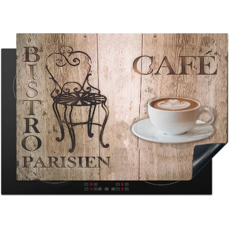 Induction Hob Protector Bistro Parisien - Cafe - Coffee - Vintage 75x52 cm