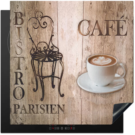 Induction Hob Protector Bistro Parisien - Cafe - Coffee - Vintage 78x78 cm