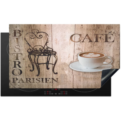 Induction Hob Protector Bistro Parisien - Cafe - Coffee - Vintage 89.6x51.6 cm
